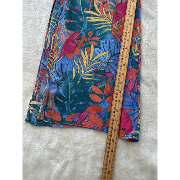 Kona Sol Pants Large Colorful Crepe High Slits Tropical Hawaiian Flowy Pleated - Picture 6 of 10